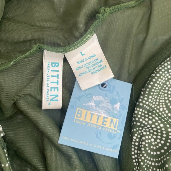 NWT Bitten by SJP Green One-piece Swimsuit Geometric Bikini Size Large - Picture 5 of 5